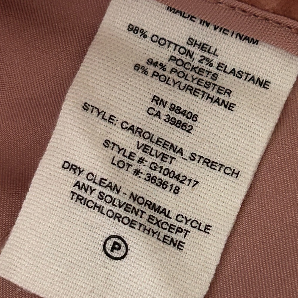 Theory Women’s Peach Caroleena Stretch Flared Crushed Velvet Pants Sz 4 - Picture 7 of 7